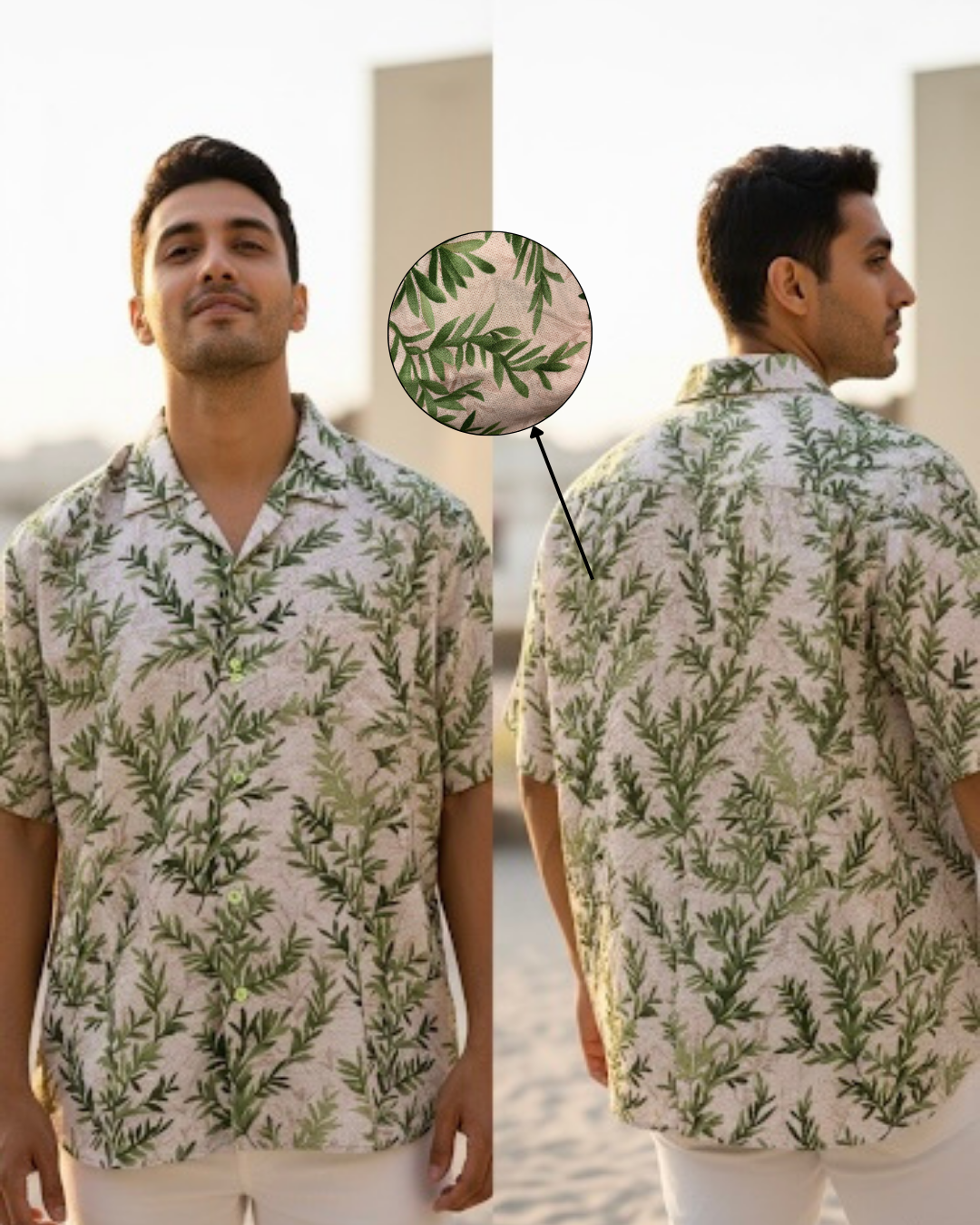Green Leafy Cabana Half Sleeves Shirt