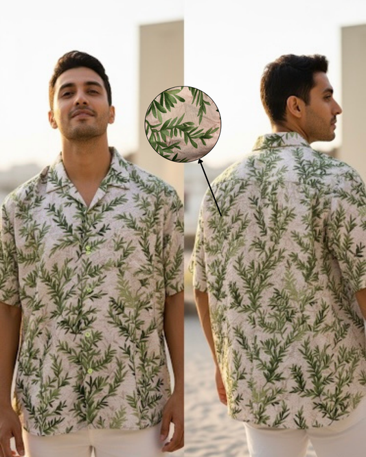 Green Leafy Cabana Half Sleeves Shirt